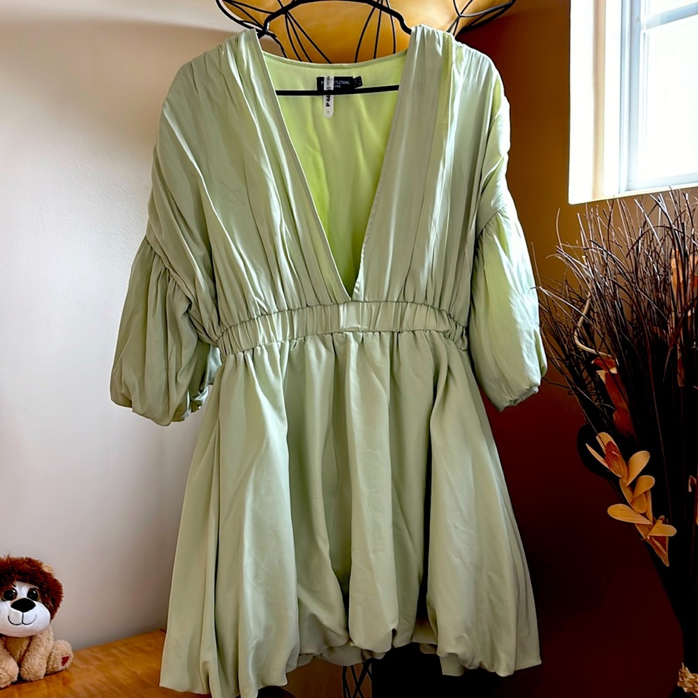 GREEN PUFFER DRESS